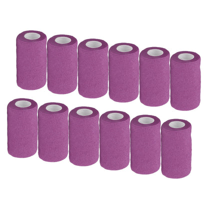 12Pcs Bandage Wrap Natural Latex Elastic Self Adhesive Wrap for Cows Dogs Horses 10cm Purple V1294-YM0523-3111220104715