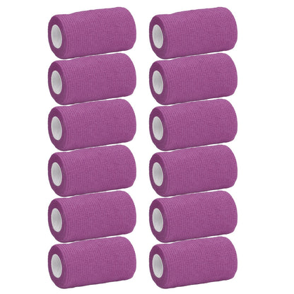 12Pcs Bandage Wrap Natural Latex Elastic Self Adhesive Wrap for Cows Dogs Horses 10cm Purple V1294-YM0523-3111220104715