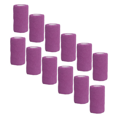12Pcs Bandage Wrap Natural Latex Elastic Self Adhesive Wrap for Cows Dogs Horses 10cm Purple V1294-YM0523-3111220104715