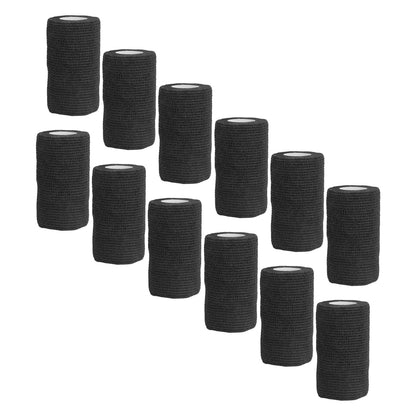 12Pcs Bandage Wrap Natural Latex Elastic Self Adhesive Wrap for Cows Dogs Horses 10cm Black V1294-YM0523-3111220104716