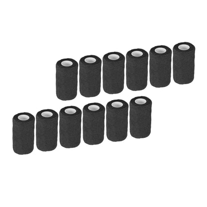 12Pcs Bandage Wrap Natural Latex Elastic Self Adhesive Wrap for Cows Dogs Horses 10cm Black V1294-YM0523-3111220104716