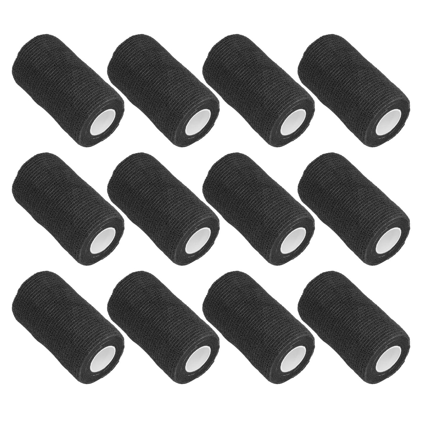 12Pcs Bandage Wrap Natural Latex Elastic Self Adhesive Wrap for Cows Dogs Horses 10cm Black V1294-YM0523-3111220104716