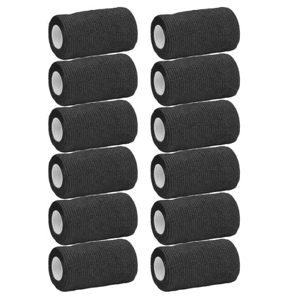 12Pcs Bandage Wrap Natural Latex Elastic Self Adhesive Wrap for Cows Dogs Horses 10cm Black V1294-YM0523-3111220104716