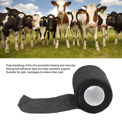 12Pcs Bandage Wrap Natural Latex Elastic Self Adhesive Wrap for Cows Dogs Horses 10cm Black V1294-YM0523-3111220104716