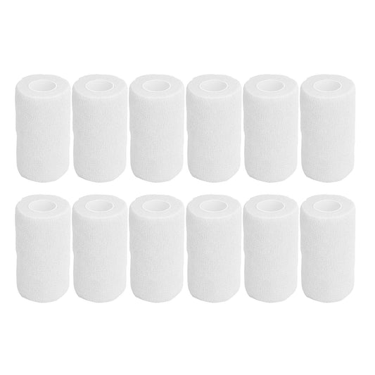 12Pcs Bandage Wrap Natural Latex Elastic Self Adhesive Wrap for Cows Dogs Horses 10cm White V1294-YM0523-3111220104717