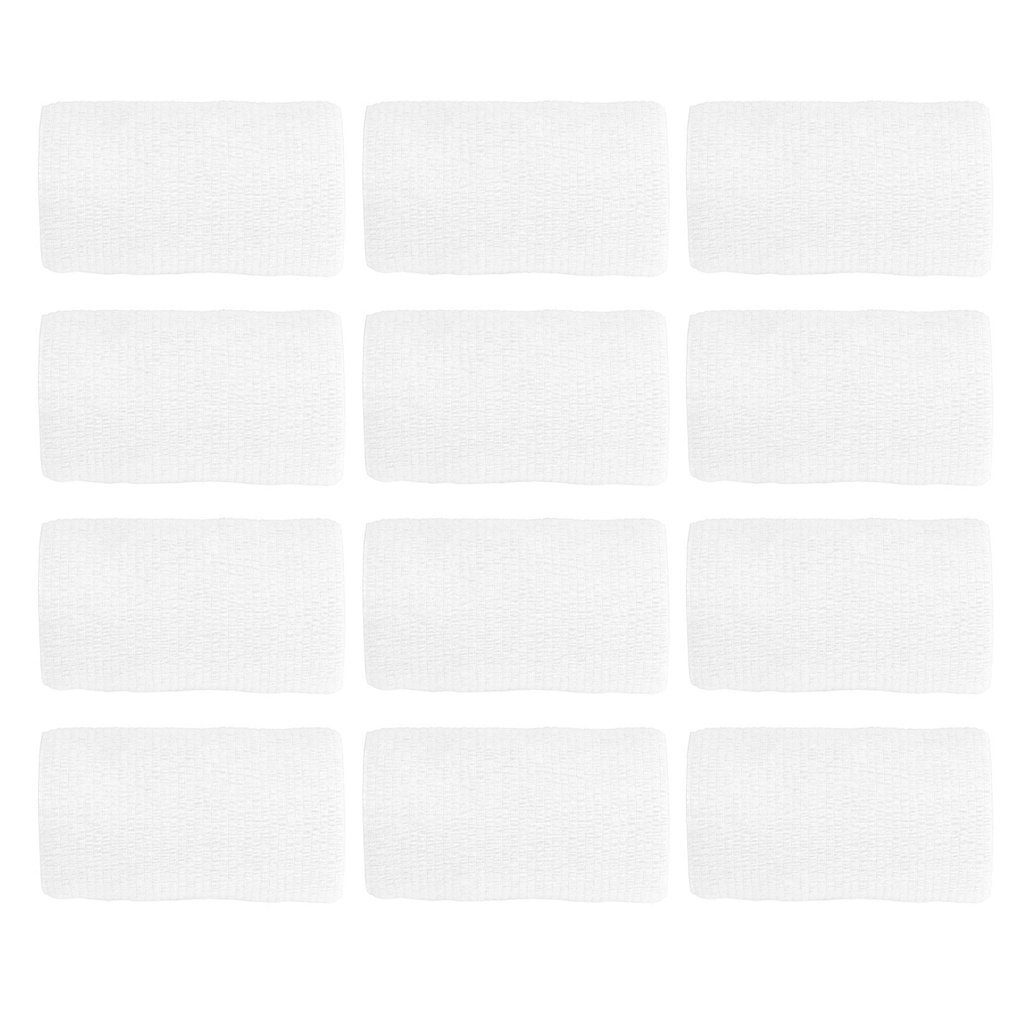 12Pcs Bandage Wrap Natural Latex Elastic Self Adhesive Wrap for Cows Dogs Horses 10cm White V1294-YM0523-3111220104717