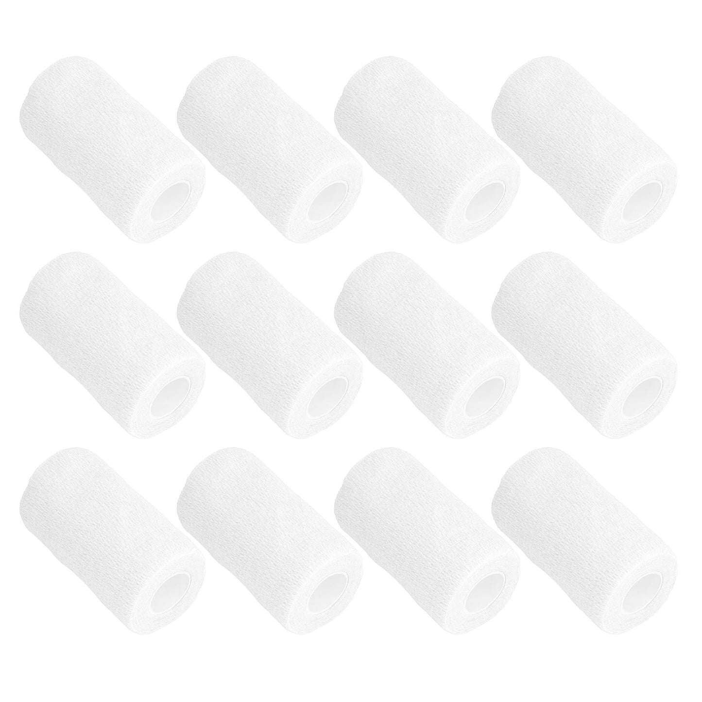 12Pcs Bandage Wrap Natural Latex Elastic Self Adhesive Wrap for Cows Dogs Horses 10cm White V1294-YM0523-3111220104717