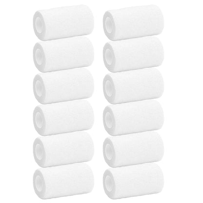 12Pcs Bandage Wrap Natural Latex Elastic Self Adhesive Wrap for Cows Dogs Horses 10cm White V1294-YM0523-3111220104717