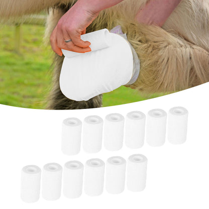 12Pcs Bandage Wrap Natural Latex Elastic Self Adhesive Wrap for Cows Dogs Horses 10cm White V1294-YM0523-3111220104717