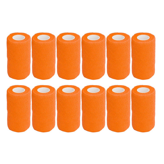 12Pcs Bandage Wrap Natural Latex Elastic Self Adhesive Wrap for Cows Dogs Horses 10cm Orange V1294-YM0523-3111220104718