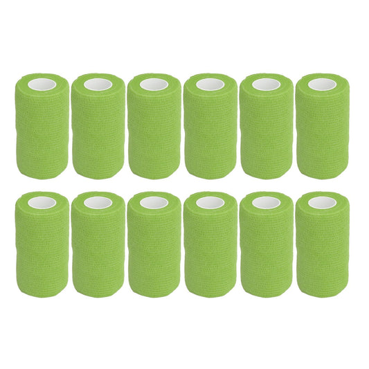 12Pcs Bandage Wrap Natural Latex Elastic Self Adhesive Wrap for Cows Dogs Horses 10cm Green V1294-YM0523-3111220104719