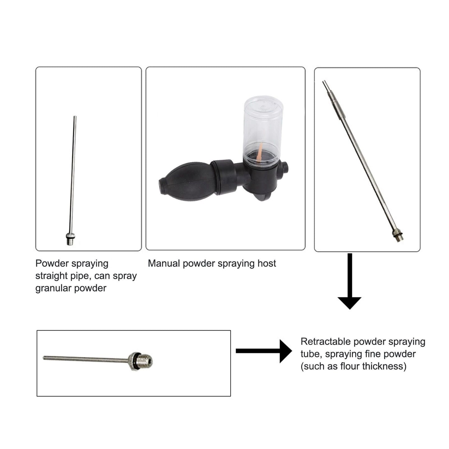 Pest Control Bulb Duster with 3 Stainless Steel Nozzles Termite Removal Tool Set for Agriculture Forestry V1294-YM0523-3111220108411