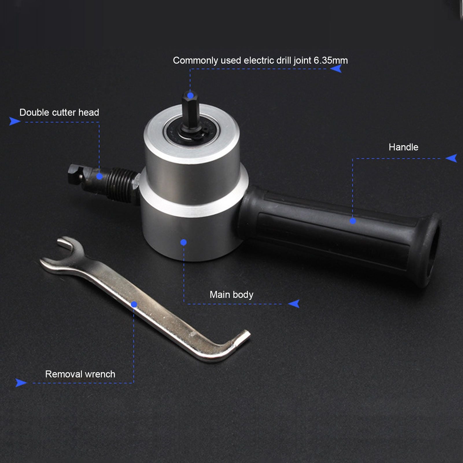 Double Head Sheet Metal Nibbler Cutter Adjustment High Hardness Multifunctional Drill Attachment Metal V1294-YM0523-3111220109111