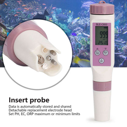 7 in 1 Bluetooth Water Quality Tester Automatically Save Data PH EC ORP Waterproof Salinity Meter for Water V1294-YM0523-3111220110211