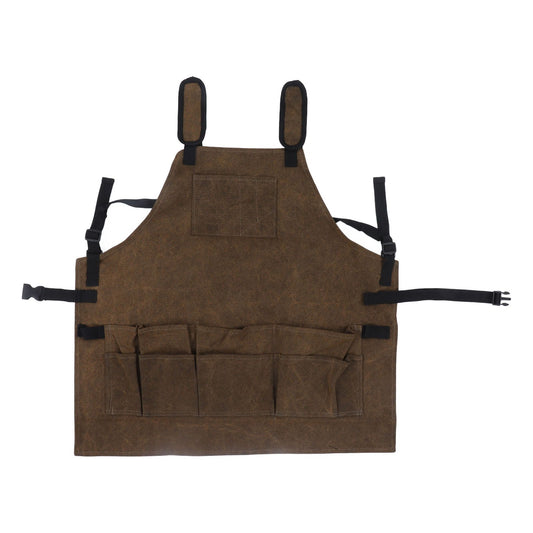 Woodworking Shop Apron Large Capacity Pocket Adjustment Shoulder Straps Waxed Apron for Carpentry Electrician V1294-YM0523-3111220112511