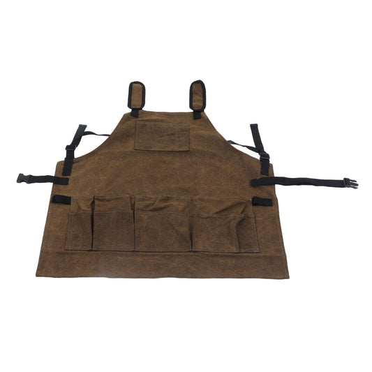 Woodworking Shop Apron Large Capacity Pocket Adjustment Shoulder Straps Waxed Apron for Carpentry Electrician V1294-YM0523-3111220112511
