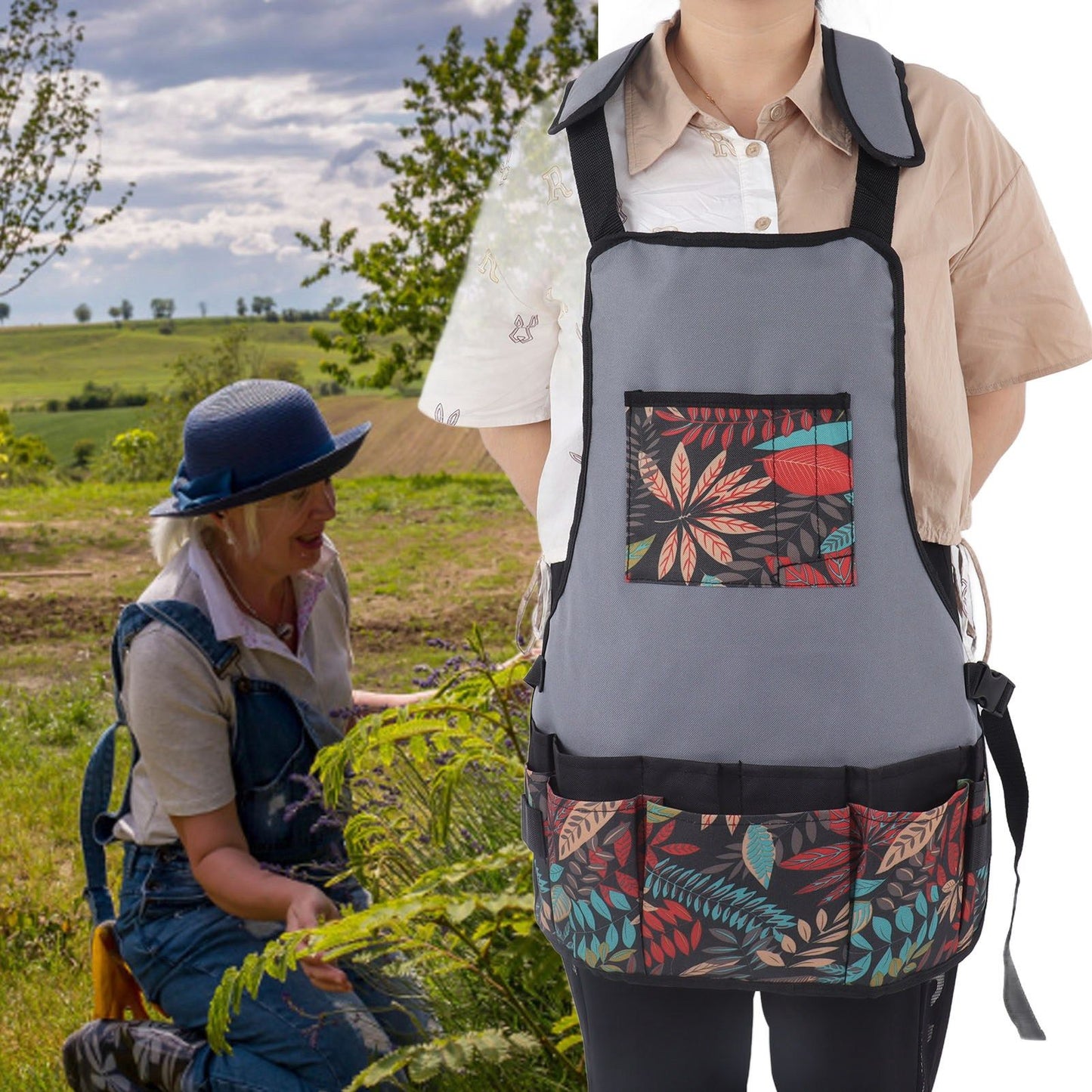 Tool Apron Durable Comfortable Heavy Duty Tool Apron with Pockets for Kitchen Garden V1294-YM0523-3111220112811