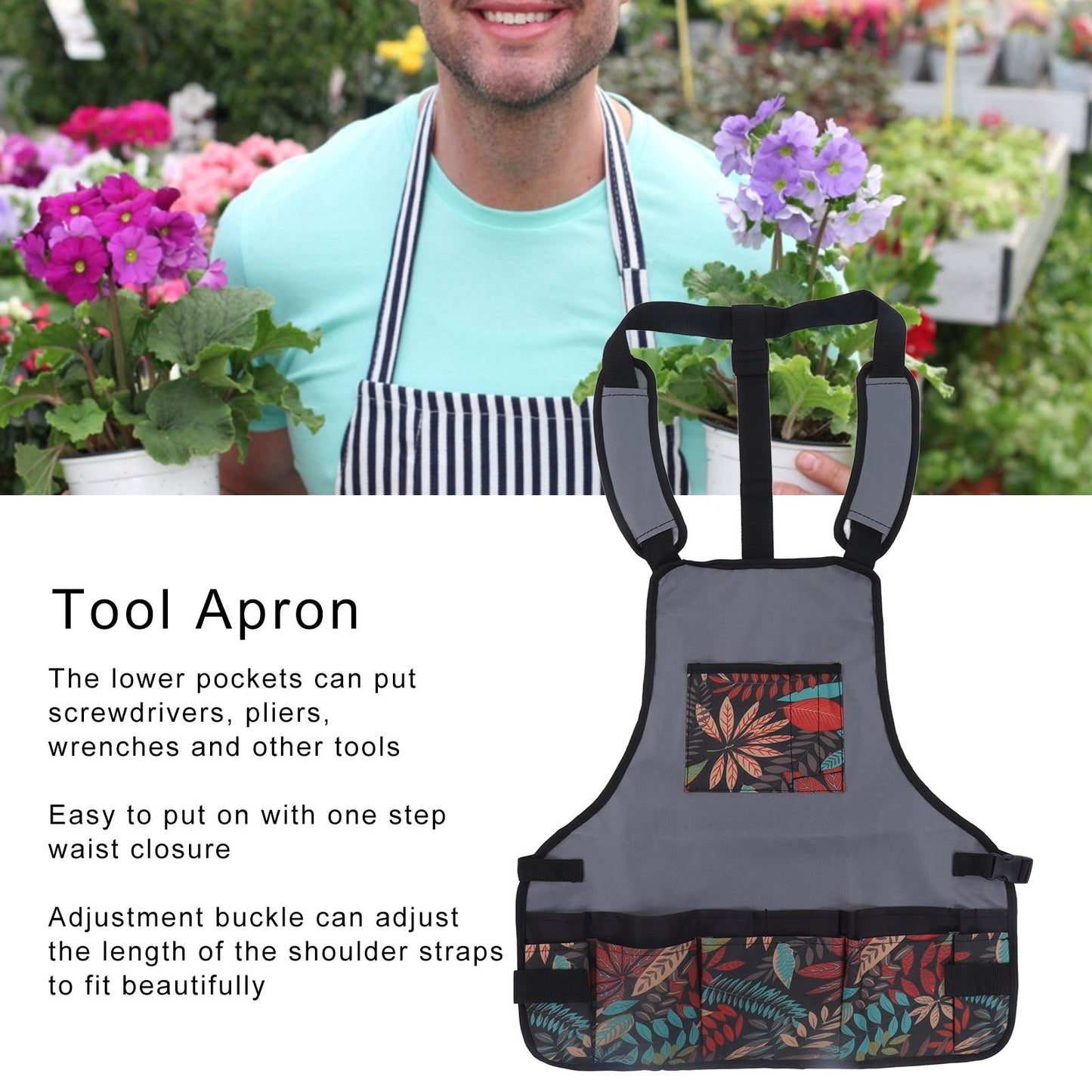 Tool Apron Durable Comfortable Heavy Duty Tool Apron with Pockets for Kitchen Garden V1294-YM0523-3111220112811