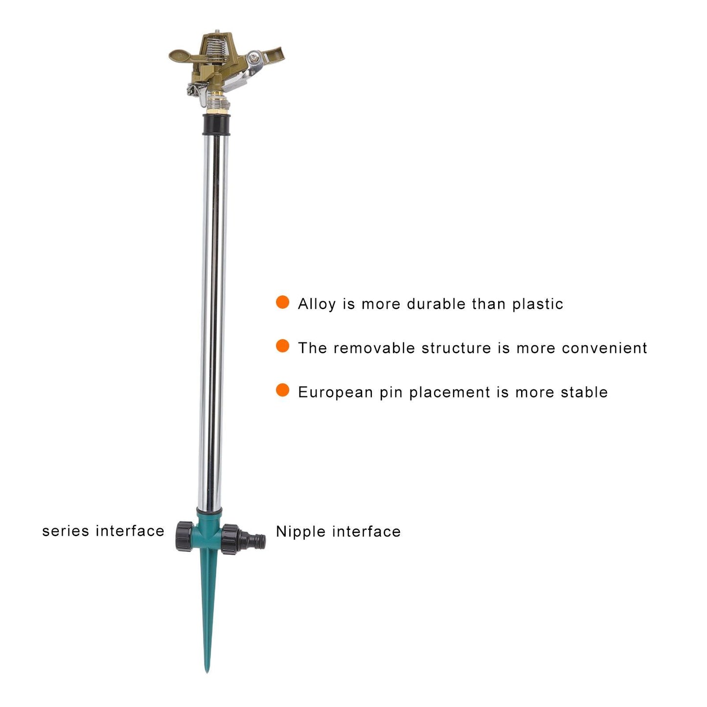 Garden Sprinkler Automatic 360 Degree Rotating 2 Modes Adjustable Zinc Alloy Lawn Sprinkler for Gardens V1294-YM0523-3111220113011