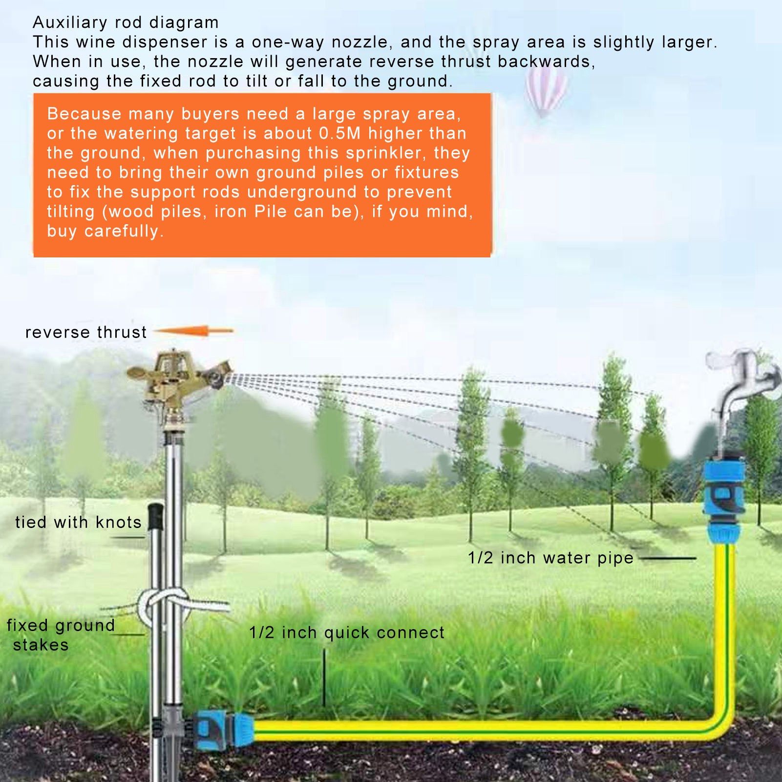 Garden Sprinkler Automatic 360 Degree Rotating 2 Modes Adjustable Zinc Alloy Lawn Sprinkler for Gardens V1294-YM0523-3111220113011