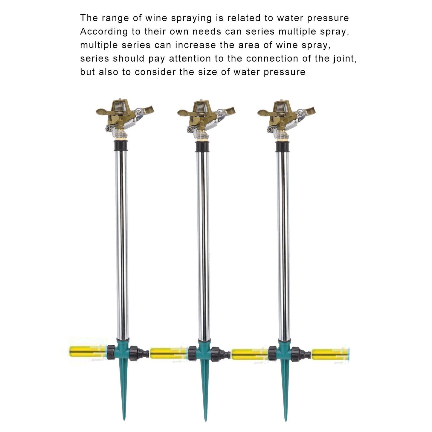 Garden Sprinkler Automatic 360 Degree Rotating 2 Modes Adjustable Zinc Alloy Lawn Sprinkler for Gardens V1294-YM0523-3111220113011
