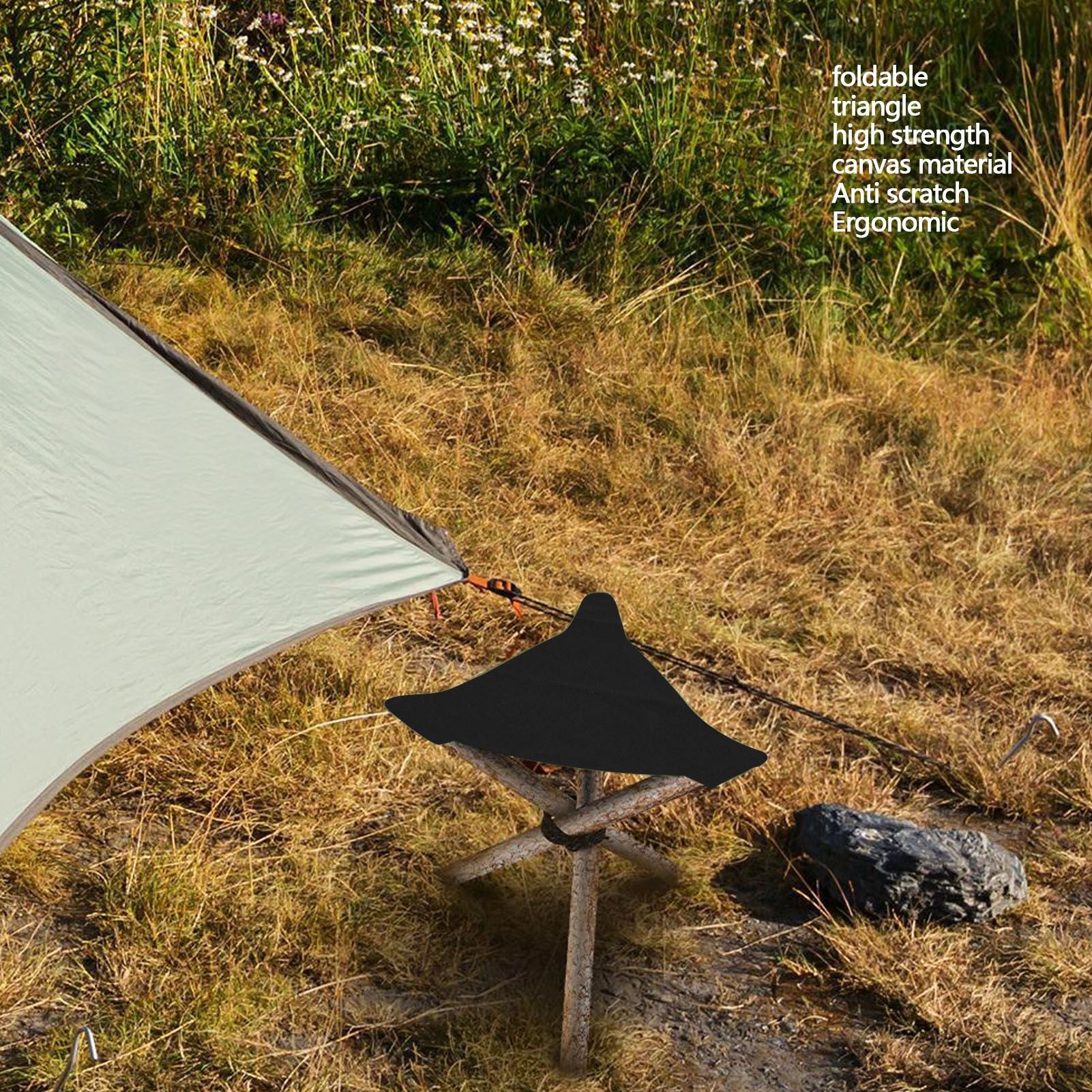 Tripod Stool Cloth Portable Foldable Triangle Stool Cloth Handcraft Anti Scratch Canvas Camping Stool Cloth V1294-YM0523-3111220117313