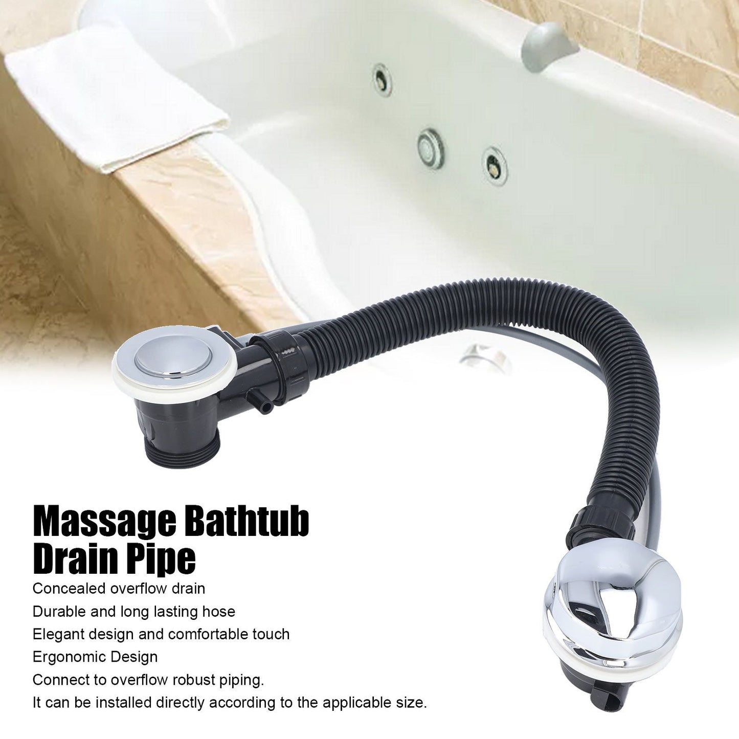 Bathtub Overflow Drainer Concealed Flexible SPA Bathtub Overflow Drain Pipe for Kitchen Bathroom V1294-YM0523-3111220121711