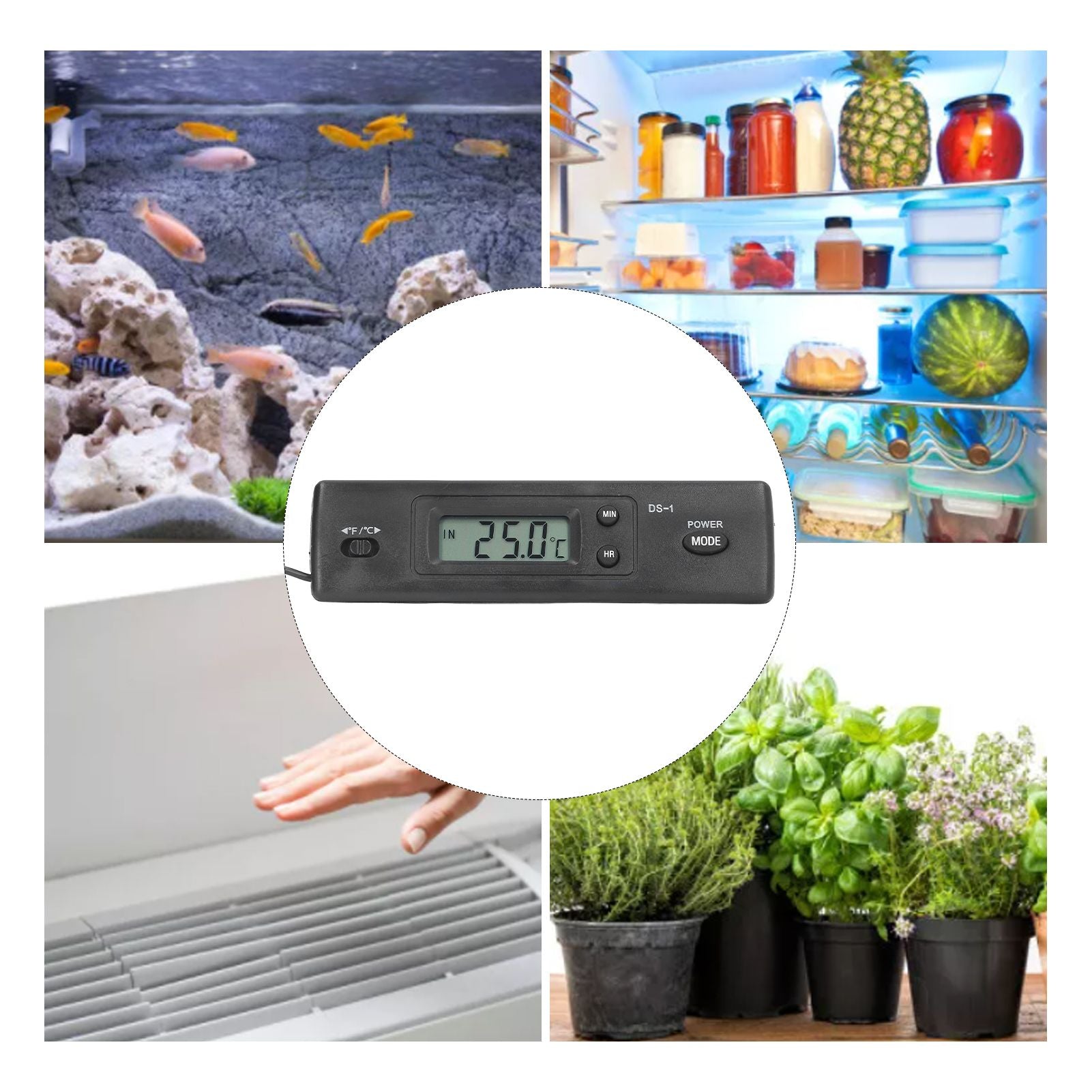 Digital Thermometer Temperature Gauge Thermometer with Waterproof Probe for Vehicle Fish Tank Refrigerator V1294-YM0523-3111220123211