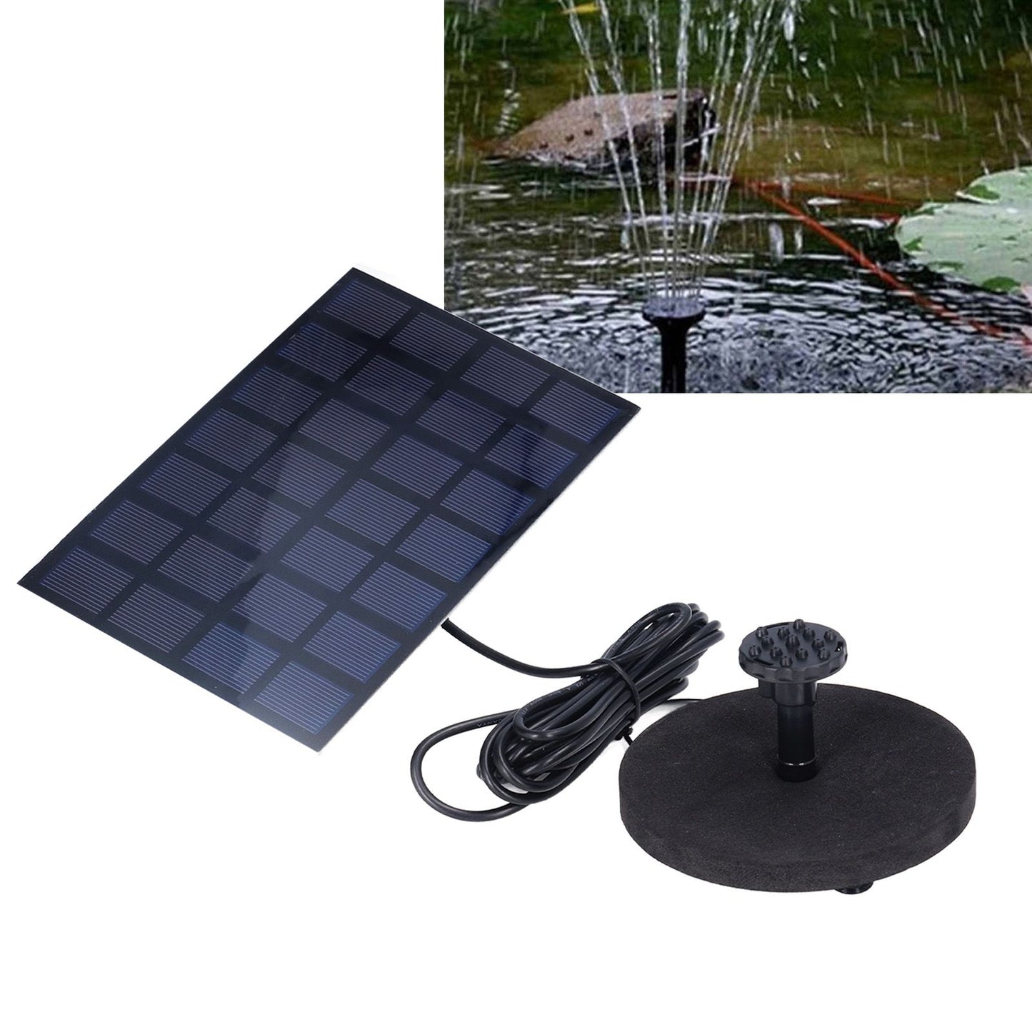 Solar Fountain Multifunctional Solar Powered Floating Fountain for Birdbath Pond Pool Fish Tank 7V 2.5W V1294-YM0523-3111220123511