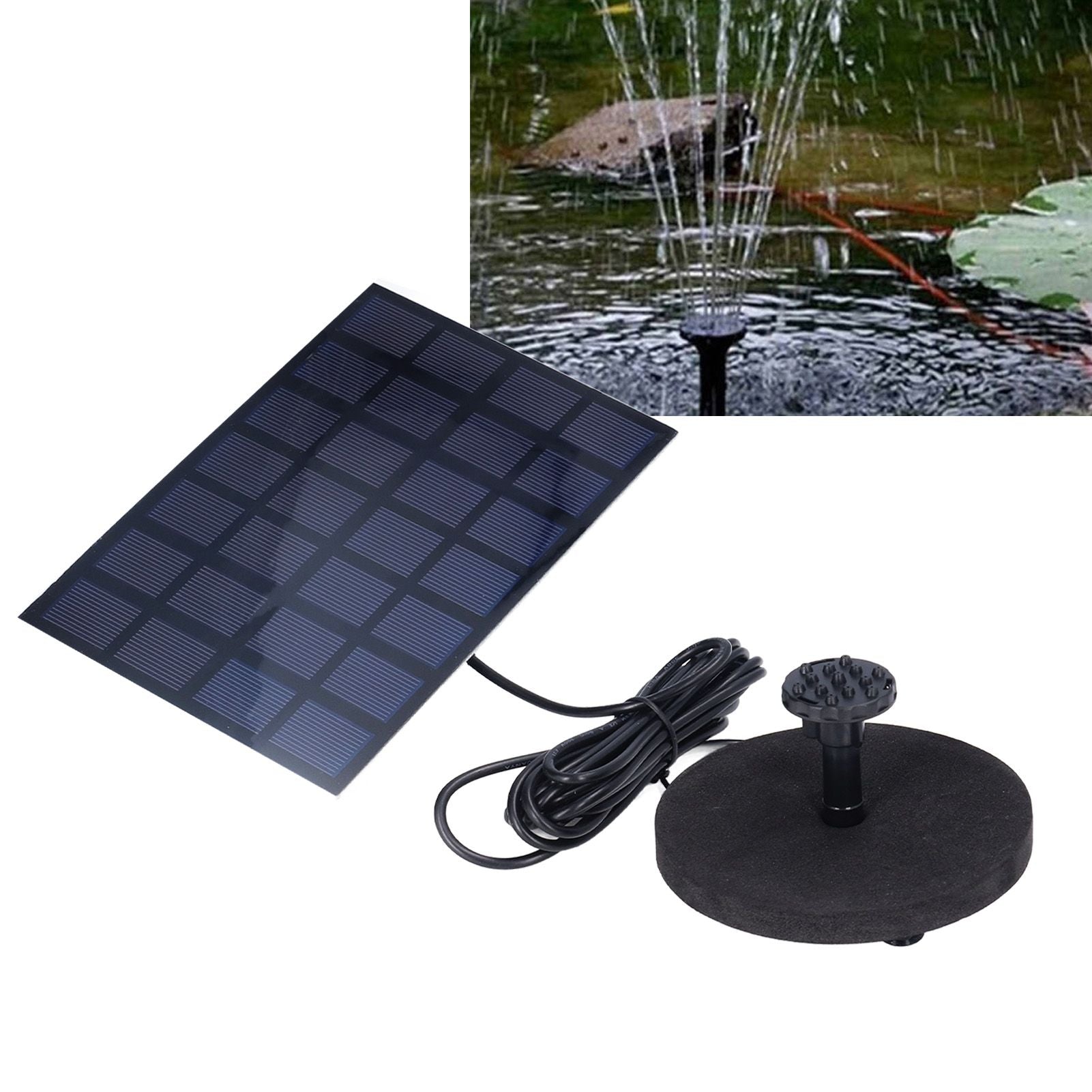 Solar Fountain Multifunctional Solar Powered Floating Fountain for Birdbath Pond Pool Fish Tank 7V 2.5W V1294-YM0523-3111220123511
