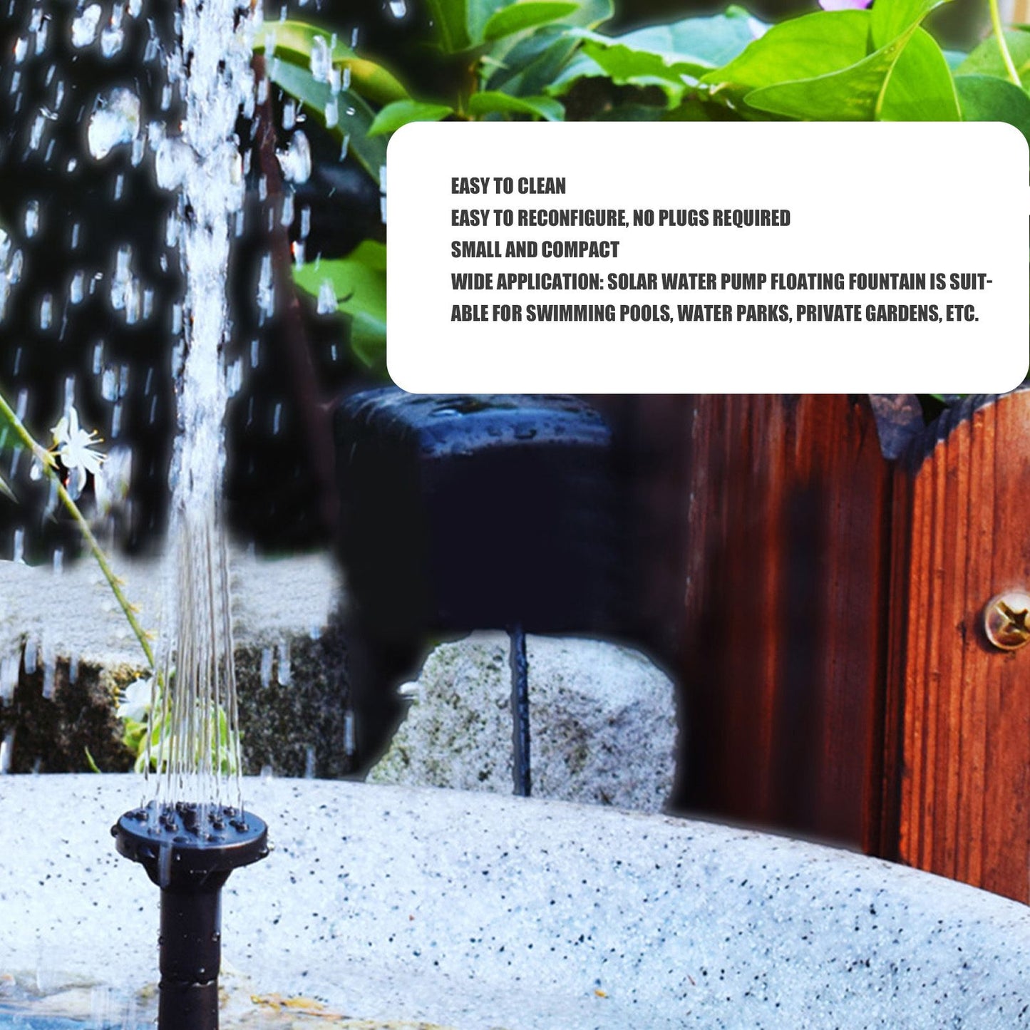 Solar Fountain Multifunctional Solar Powered Floating Fountain for Birdbath Pond Pool Fish Tank 7V 2.5W V1294-YM0523-3111220123511