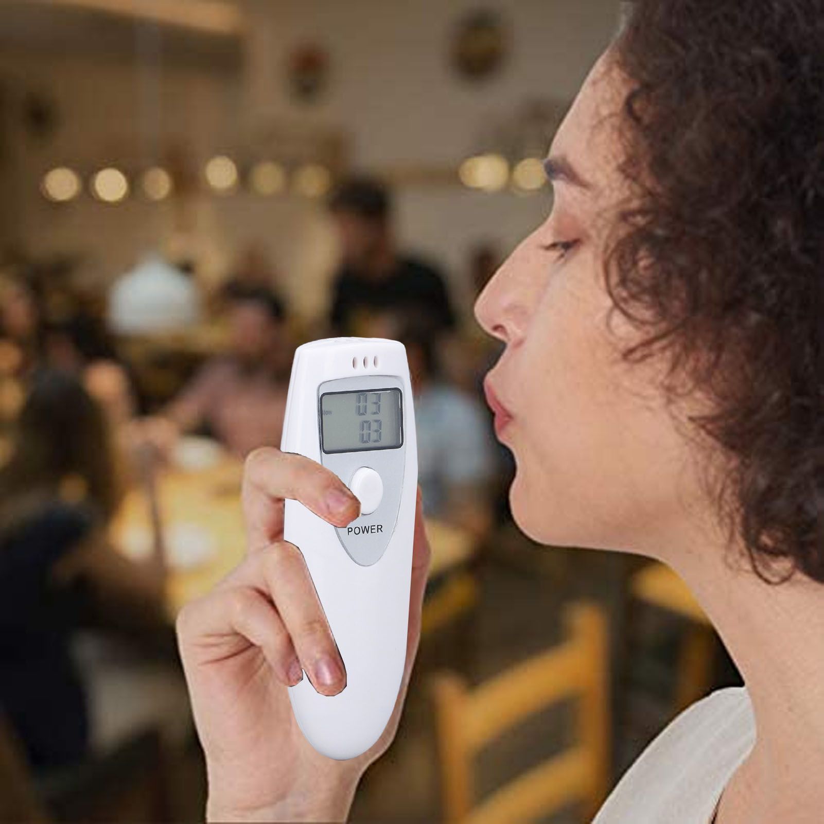 Portable Alcohol Tester Accurate Breath Alcohol Tester ABS Alcoholic Tester White V1294-YM0523-3111220123611