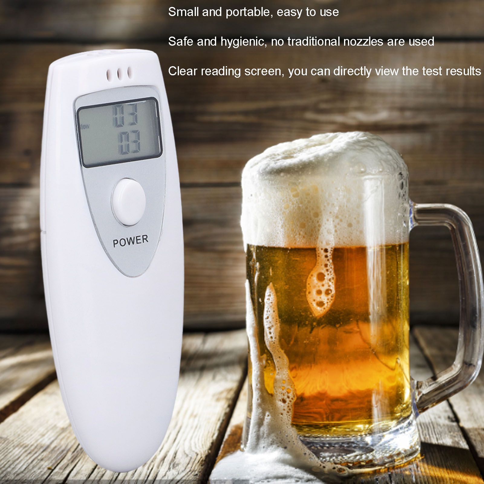Portable Alcohol Tester Accurate Breath Alcohol Tester ABS Alcoholic Tester White V1294-YM0523-3111220123611
