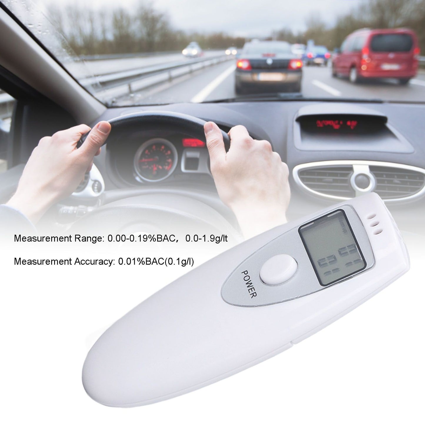 Portable Alcohol Tester Accurate Breath Alcohol Tester ABS Alcoholic Tester White V1294-YM0523-3111220123611