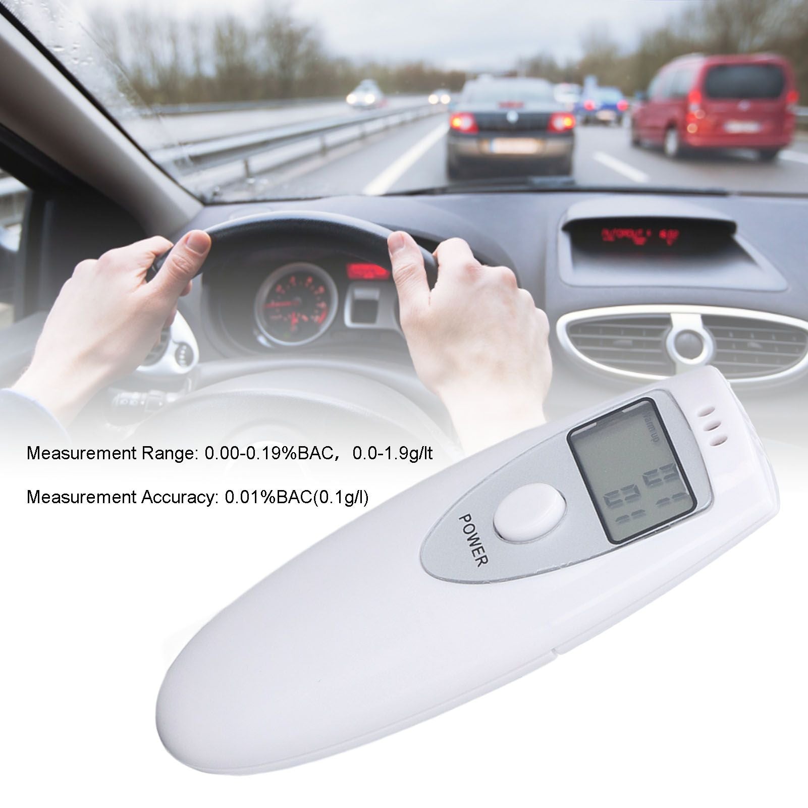 Portable Alcohol Tester Accurate Breath Alcohol Tester ABS Alcoholic Tester White V1294-YM0523-3111220123611