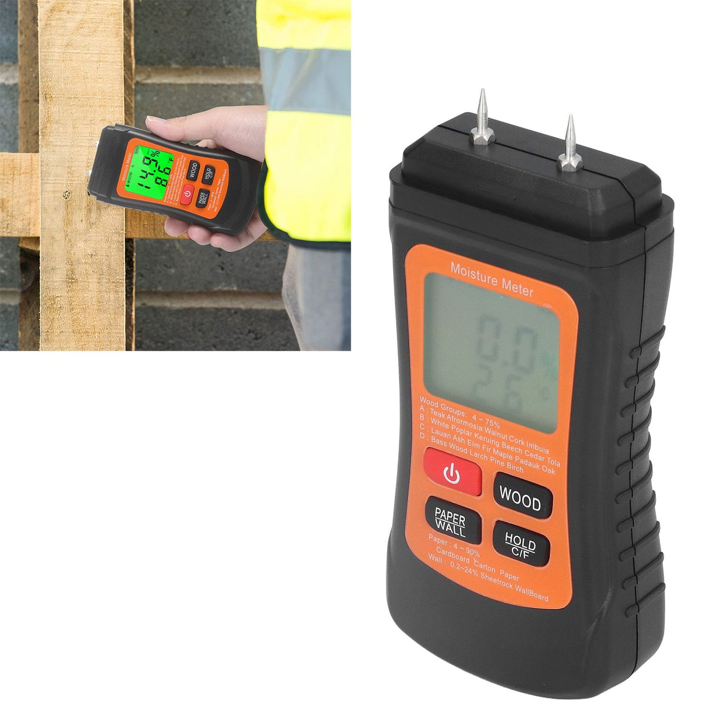 Moisture Meter Wood Moisture Detector Intelligent Temperature Humidity Measuring Digital Pin Type Instrument V1294-YM0523-3111220123911