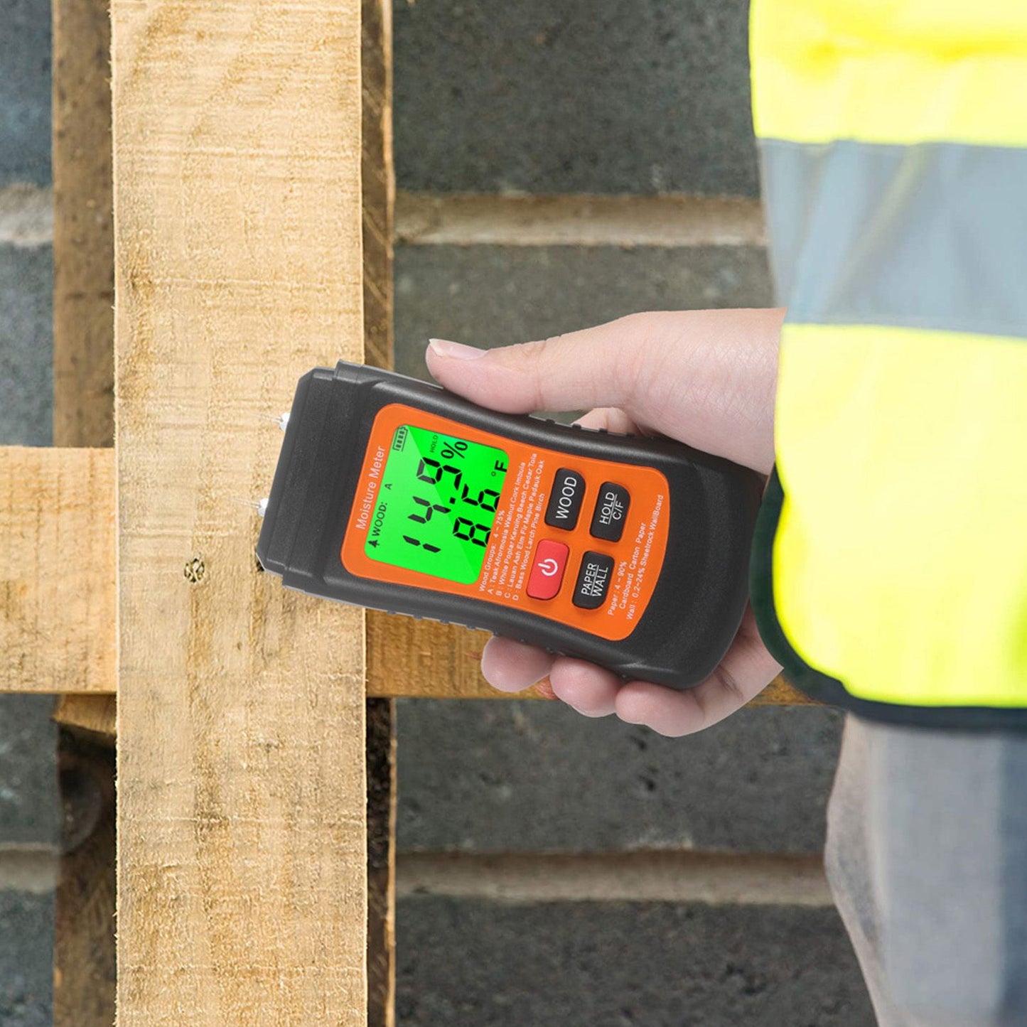 Moisture Meter Wood Moisture Detector Intelligent Temperature Humidity Measuring Digital Pin Type Instrument V1294-YM0523-3111220123911