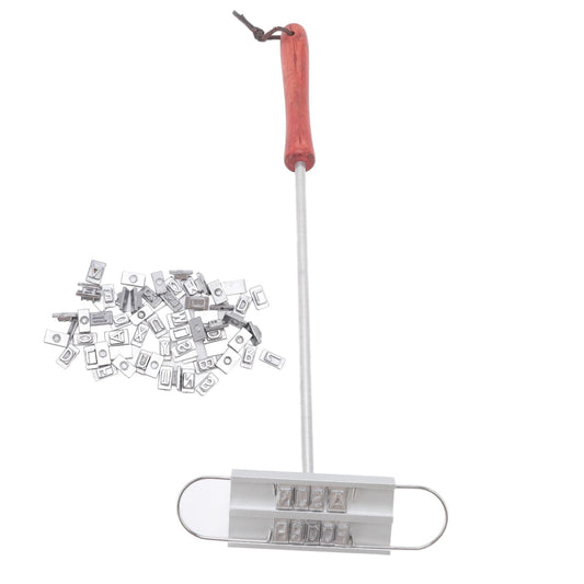 BBQ Branding Iron English Letters Stainless Steel Steak Branding Iron with Wooden Handle for Grilling V1294-YM0523-3111220124511