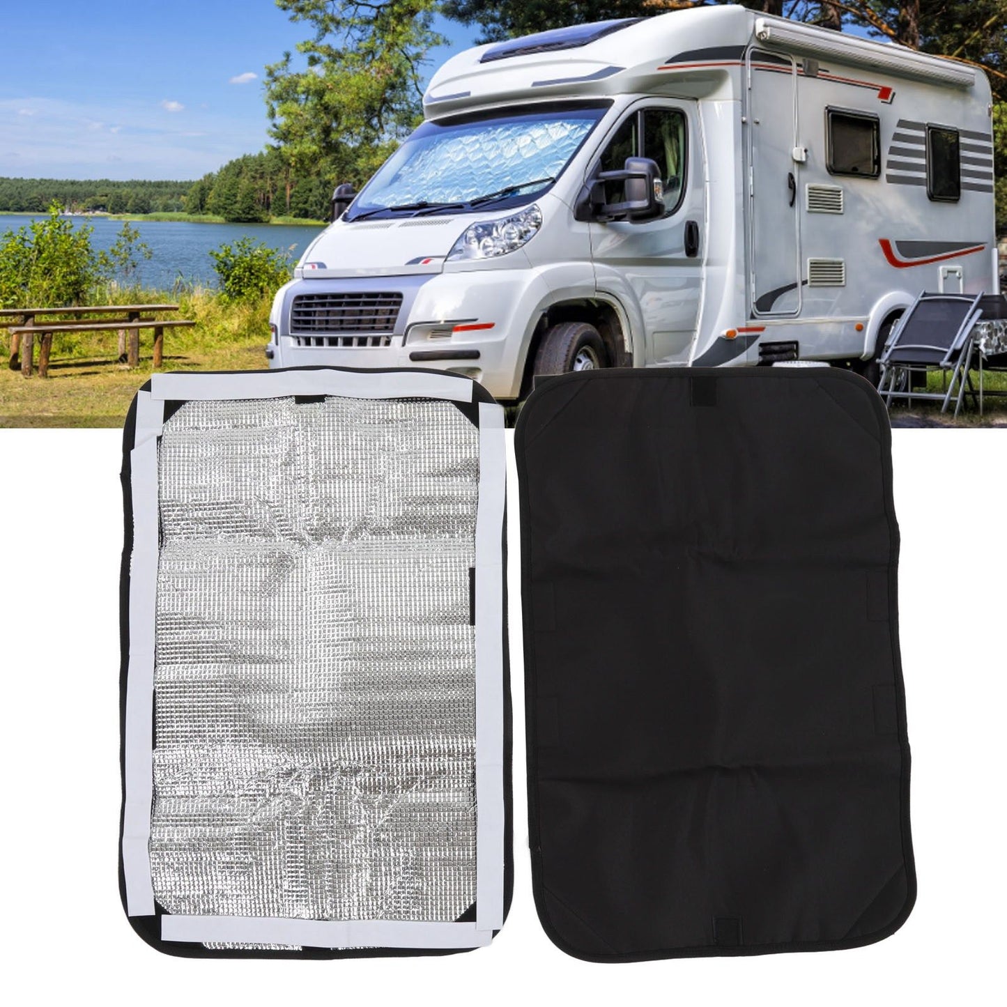 2pcs RV Door Window Cover Shade UV Block Double Layer Composite Fabric RV Door Shade Cover RV Accessories V1294-YM0523-3111220125211
