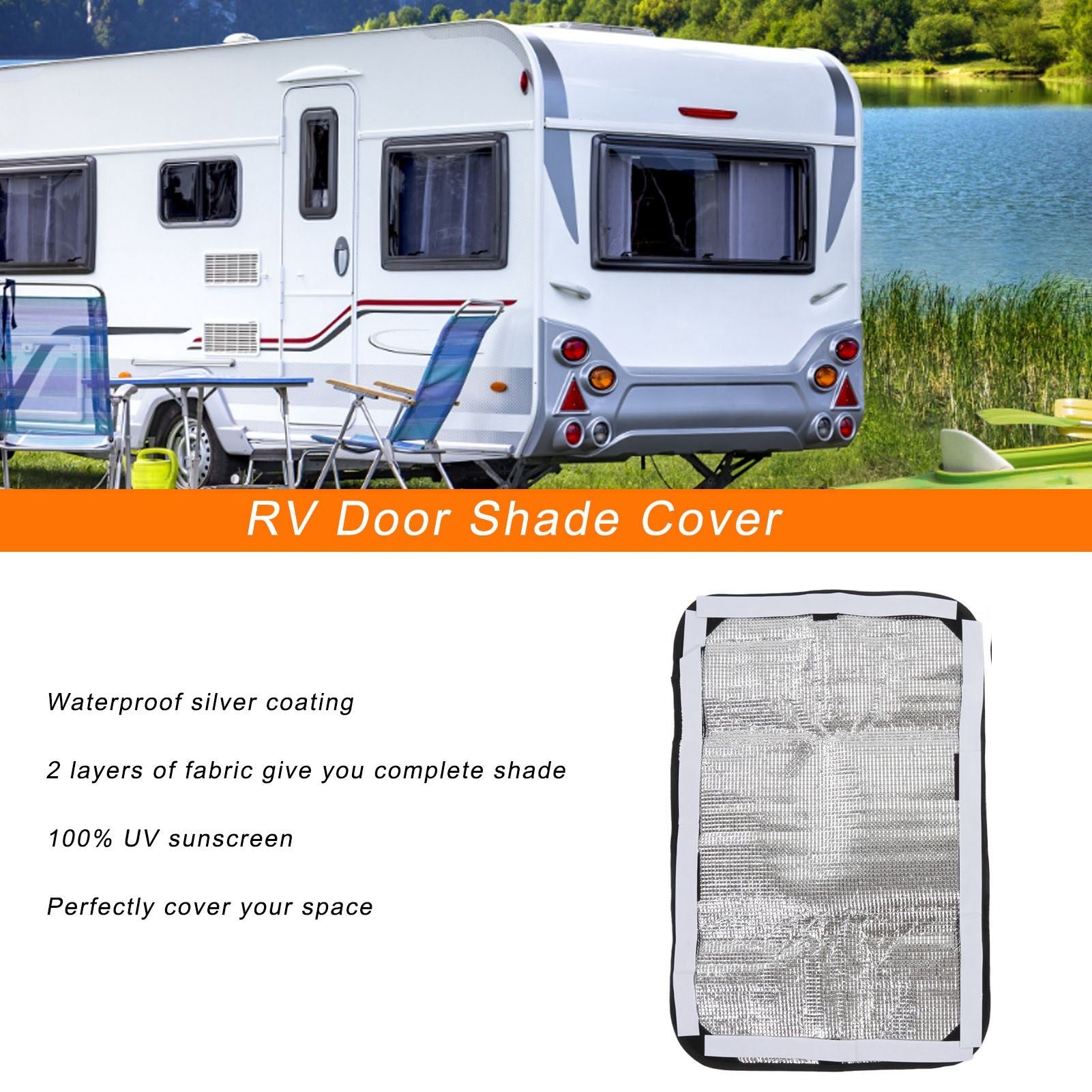 2pcs RV Door Window Cover Shade UV Block Double Layer Composite Fabric RV Door Shade Cover RV Accessories V1294-YM0523-3111220125211