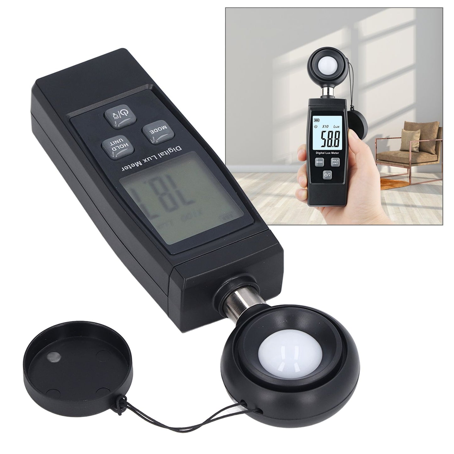 RZ851 Handheld Digital Illuminance Meter Mini Portable Light Meter for Lamps Animal Husbandry Mining V1294-YM0523-3111220126511