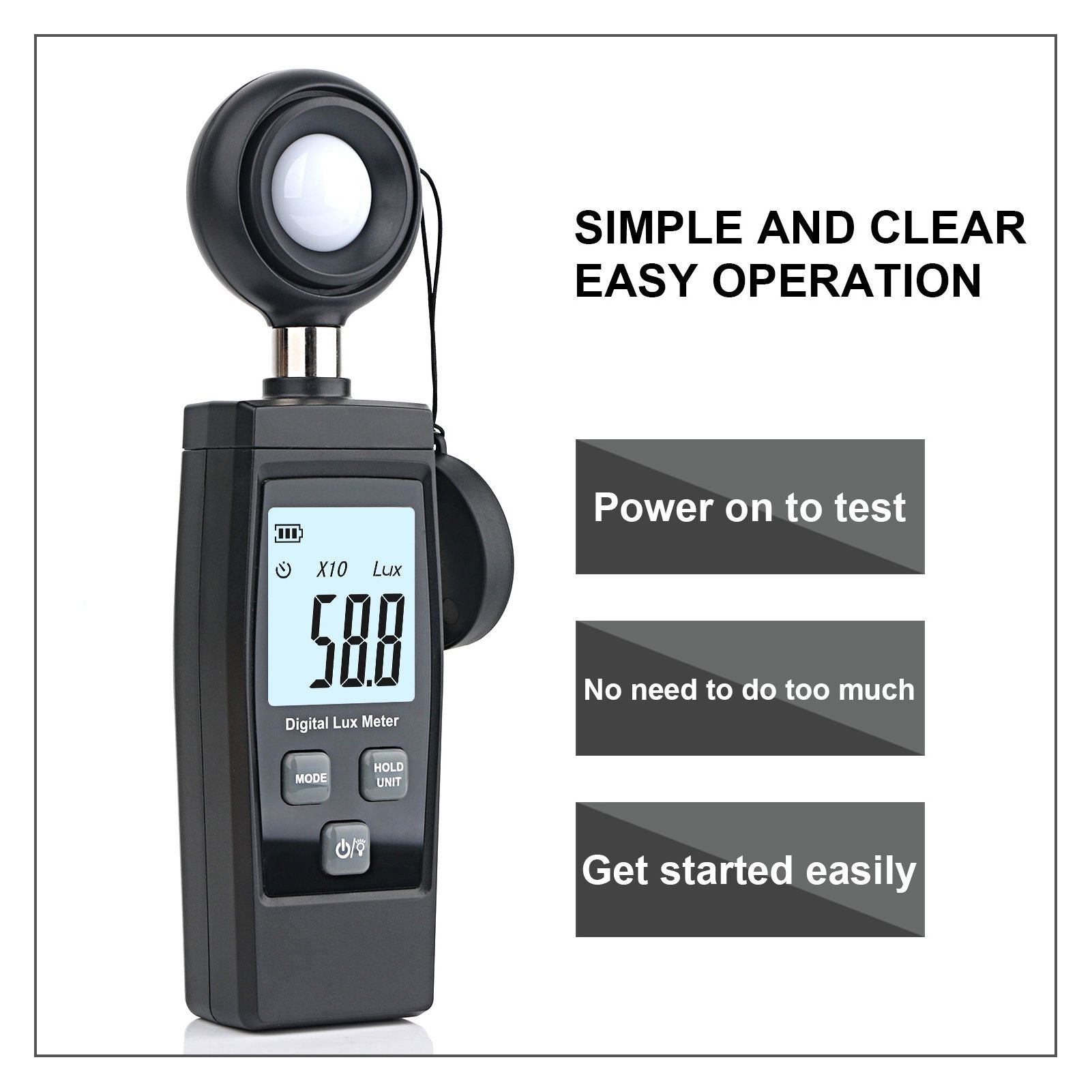 RZ851 Handheld Digital Illuminance Meter Mini Portable Light Meter for Lamps Animal Husbandry Mining V1294-YM0523-3111220126511