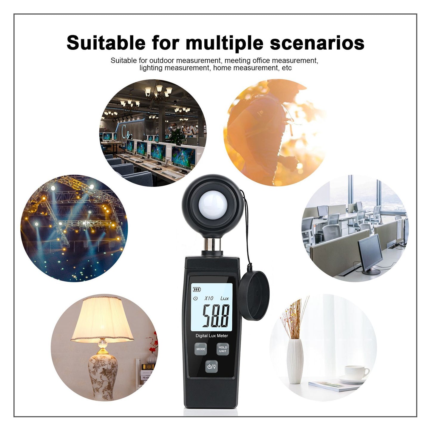 RZ851 Handheld Digital Illuminance Meter Mini Portable Light Meter for Lamps Animal Husbandry Mining V1294-YM0523-3111220126511