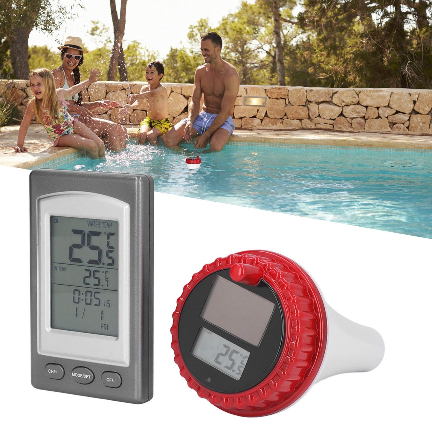 Wireless Swimming Pool Thermometer Solar Powered Floating Water Thermometer with LCD Display V1294-YM0523-3111220126711