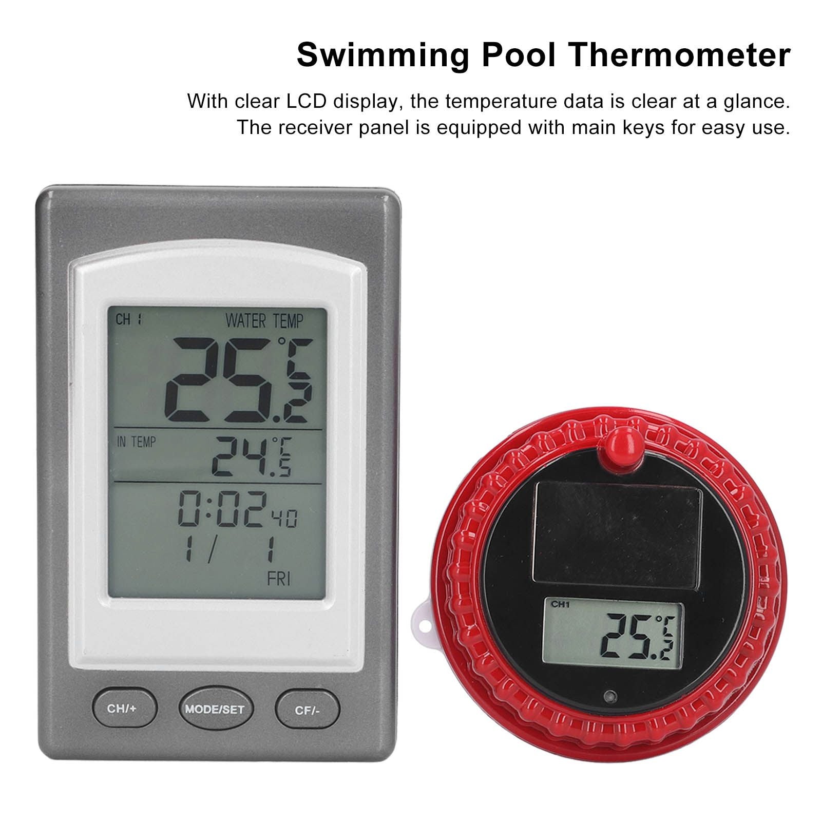 Wireless Swimming Pool Thermometer Solar Powered Floating Water Thermometer with LCD Display V1294-YM0523-3111220126711