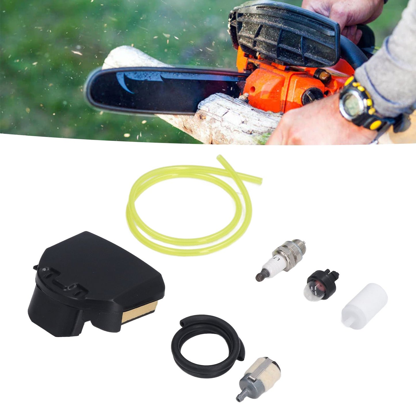 537255701 Air Filter Fuel Line Filter Replacement Kit for Husqvarna 455E 455 Gas Chainsaw V1294-YM0523-3111220131011