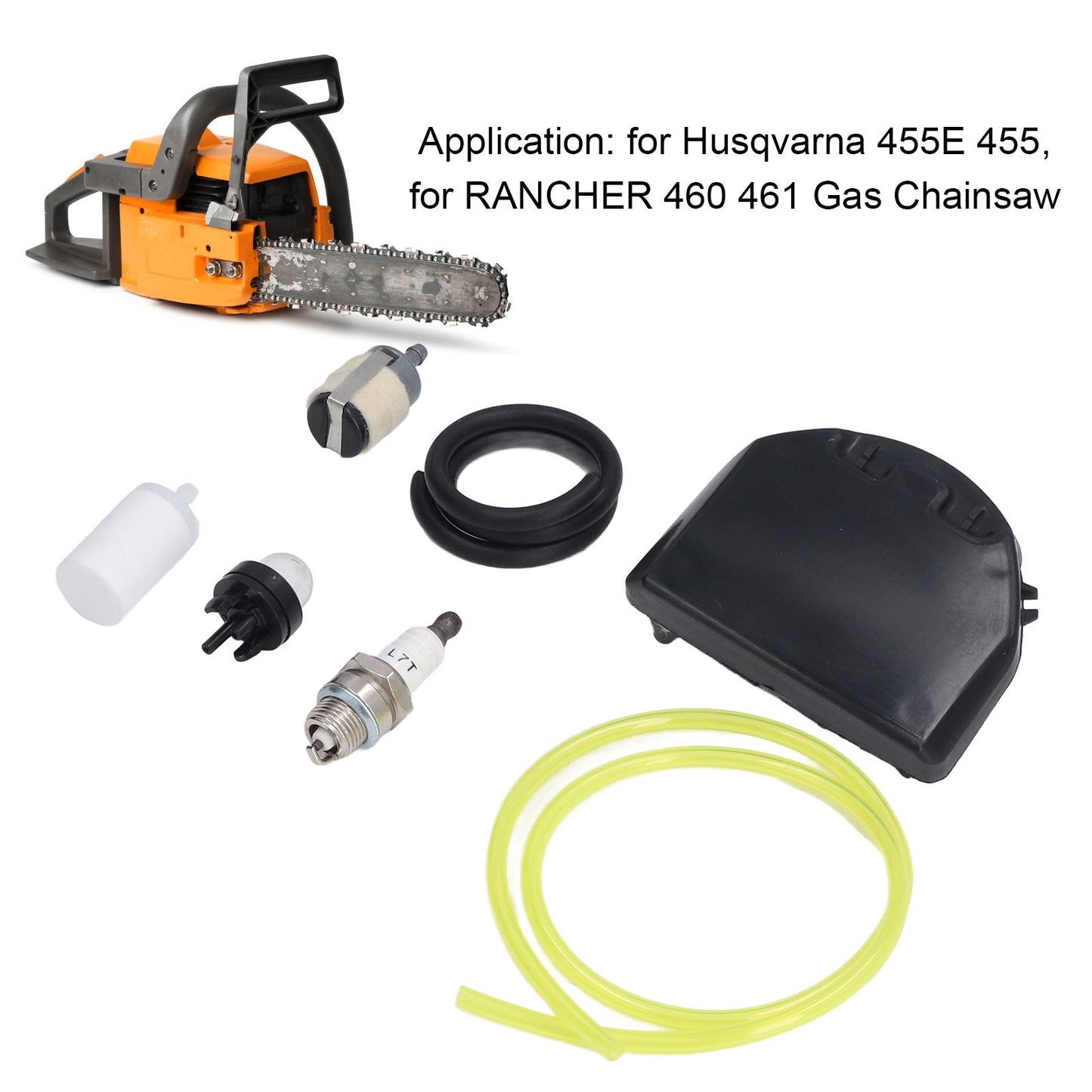 537255701 Air Filter Fuel Line Filter Replacement Kit for Husqvarna 455E 455 Gas Chainsaw V1294-YM0523-3111220131011