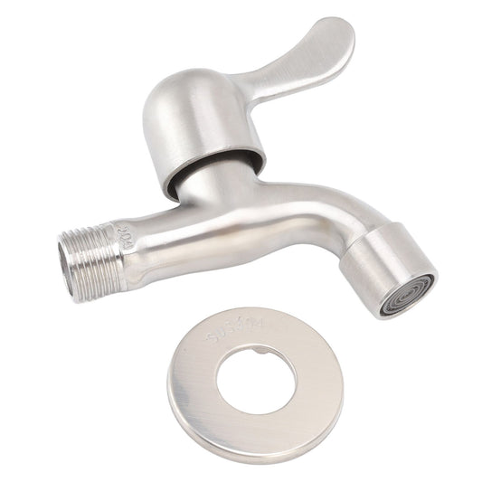Washing Machine Tub Tap Faucet Stainless Steel Wall Mounted Single Cold Water Tap with Bubbler and Water Valve V1294-YM0523-3111220132211
