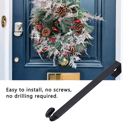 Retractable Door Wreath Hook Adjustable No Punch Door Wreath Hanger Christmas OrnamentBlack V1294-YM0523-3112210097711