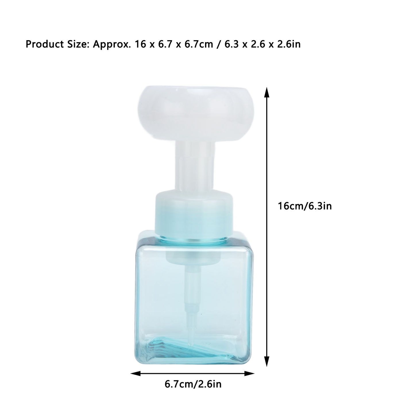 250ml Foaming Bottle PETG Plastic Flower Foam Dispenser Square Bottles for Cosmetic PackagingTransparent Blue V1294-YM0523-3112210100013